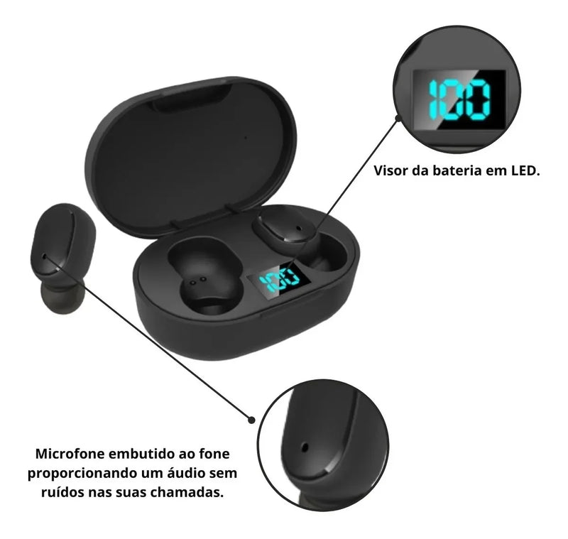 Fone Sem Fio Bluetooth com Sensor LED