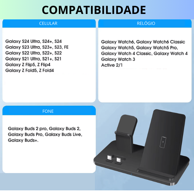 Carregador Smart Hub 3 em 1 (Compatível com Samsung)